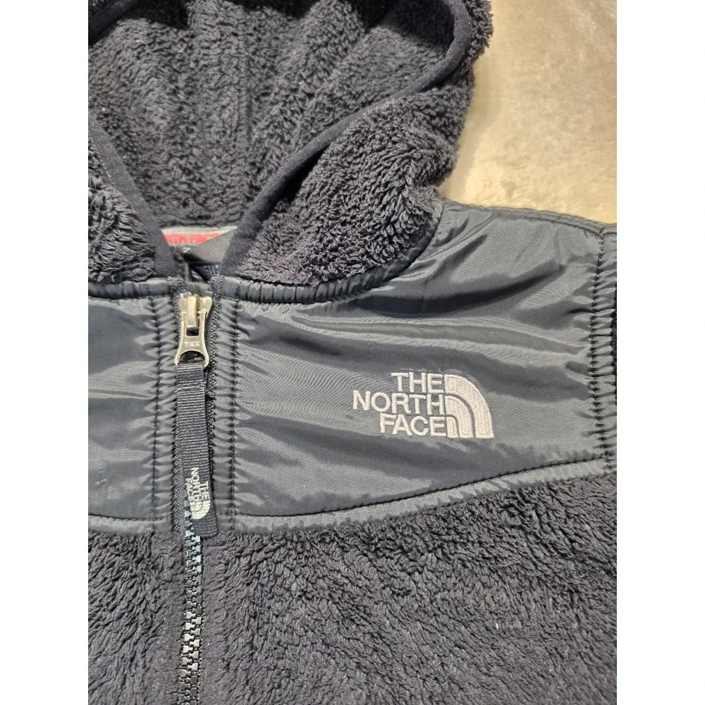 The North Face Boys Chimborazo Full Zip Hooded Fleece Jacket Black Flaw Sz 6